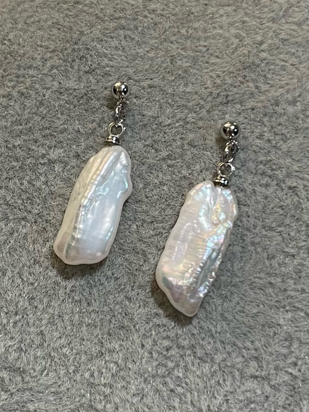 Natural Baroque Pearl Drop Earrings - White 43